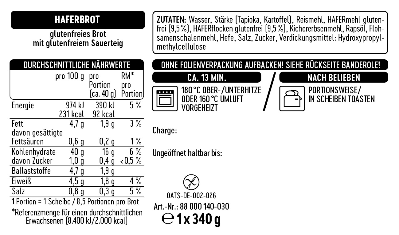 Haferbrot 340g 